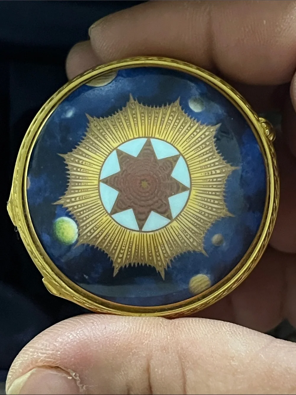 Royal Worcester Blue and Gold Decorative Compact Box